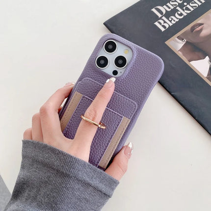 For iPhone 16 Pro Max Case Card Slots Kickstand PU Leather Back Cover with Ring Holder, Wrist Strap