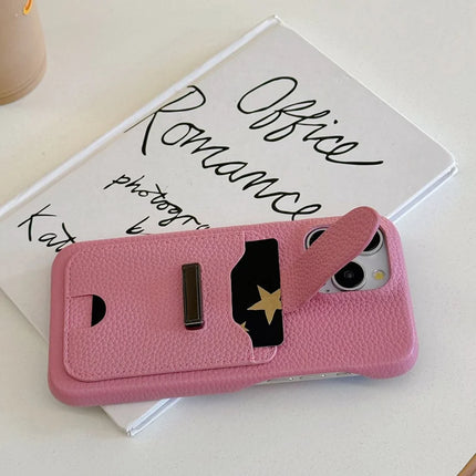 For iPhone 16 Pro Max Case with Card Slots Litchi Texture Leather + PET Phone Cover
