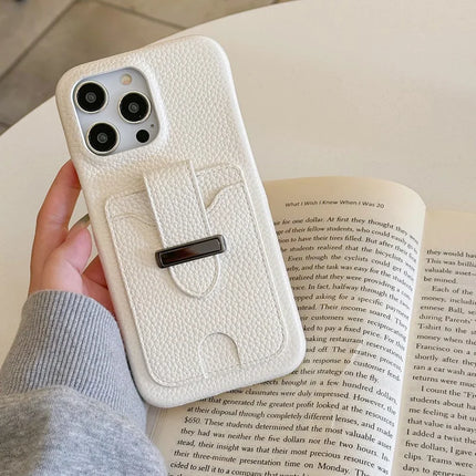 For iPhone 16 Pro Max Case with Card Slots Litchi Texture Leather + PET Phone Cover