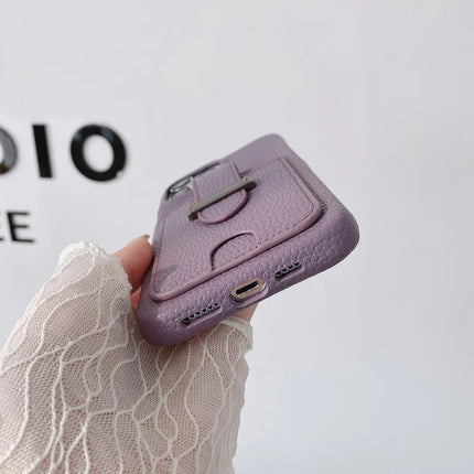 For iPhone 16 Pro Case with Card Slots Litchi Texture Leather + PET Phone Cover