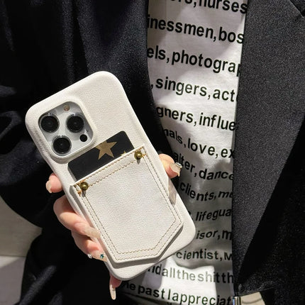 For iPhone 16 Pro Max Case Card Holder Jeans Cloth Texture PU Leather Back Cover