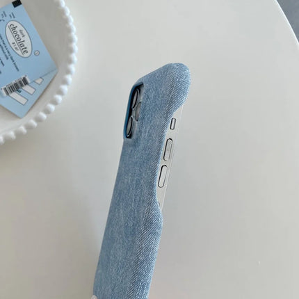 For iPhone 15 Pro Max Case Jeans Cloth Texture PU Leather + PET Back Cover