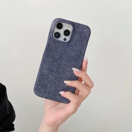 For iPhone 15 Pro Max Case Jeans Cloth Texture PU Leather + PET Back Cover
