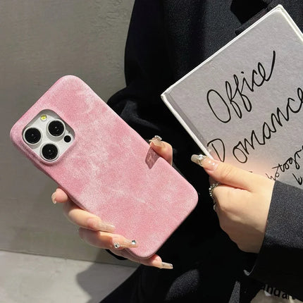 For iPhone 15 Pro Max Case Jeans Cloth Texture PU Leather + PET Back Cover