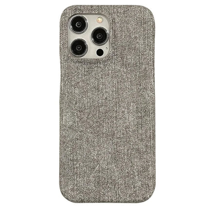 For iPhone 15 Pro Max Case Jeans Cloth Texture PU Leather + PET Back Cover - Grey
