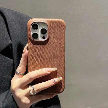 For iPhone 15 Pro Max Case Jeans Cloth Texture PU Leather + PET Back Cover