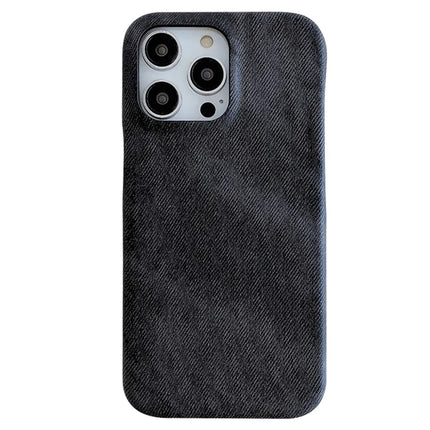 For iPhone 16 Pro Case Jeans Cloth Texture PU Leather + PET Back Cover - Black