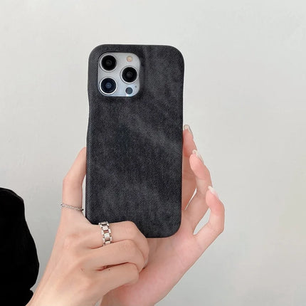 For iPhone 16 Pro Case Jeans Cloth Texture PU Leather + PET Back Cover