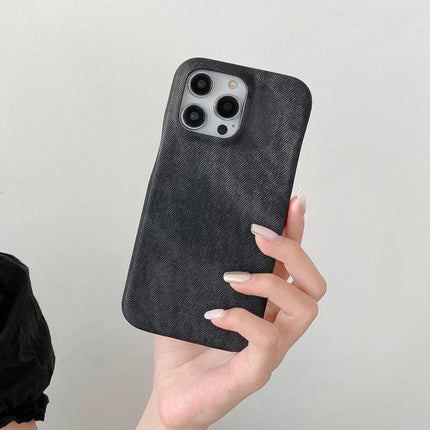 For iPhone 16 Pro Case Jeans Cloth Texture PU Leather + PET Back Cover