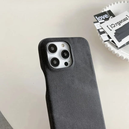 For iPhone 16 Pro Case Jeans Cloth Texture PU Leather + PET Back Cover