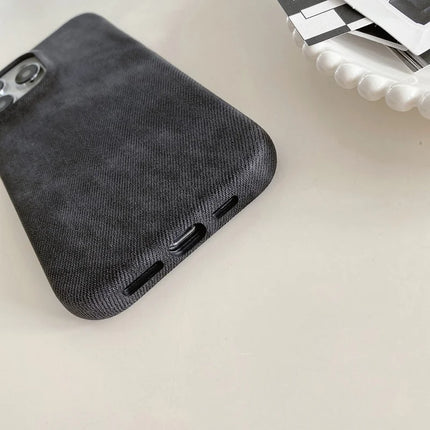 For iPhone 16 Pro Case Jeans Cloth Texture PU Leather + PET Back Cover