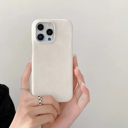 For iPhone 16 Pro Case Jeans Cloth Texture PU Leather + PET Back Cover