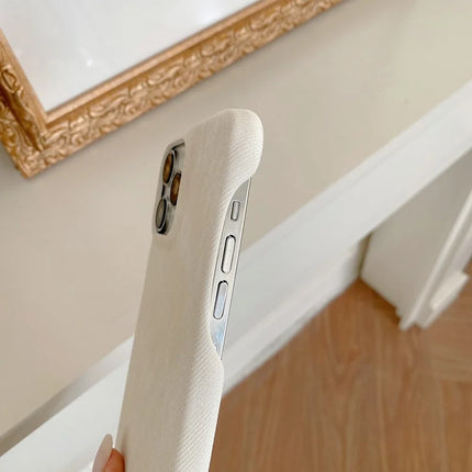 For iPhone 16 Pro Case Jeans Cloth Texture PU Leather + PET Back Cover