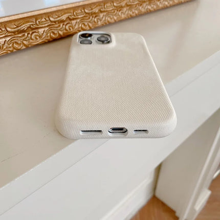 For iPhone 16 Pro Case Jeans Cloth Texture PU Leather + PET Back Cover