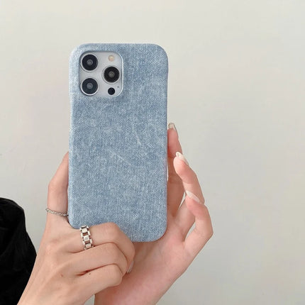 For iPhone 16 Pro Case Jeans Cloth Texture PU Leather + PET Back Cover