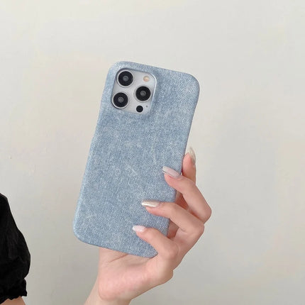 For iPhone 16 Pro Case Jeans Cloth Texture PU Leather + PET Back Cover