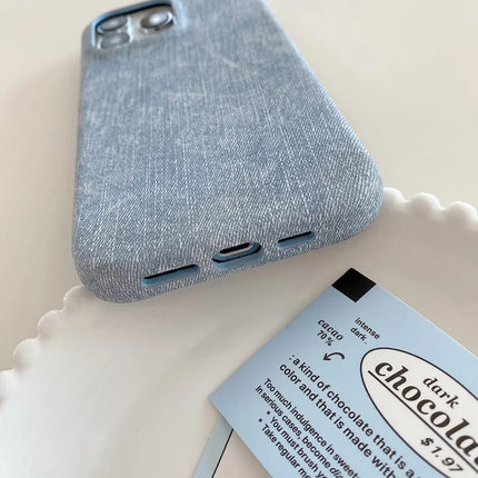 For iPhone 16 Pro Case Jeans Cloth Texture PU Leather + PET Back Cover