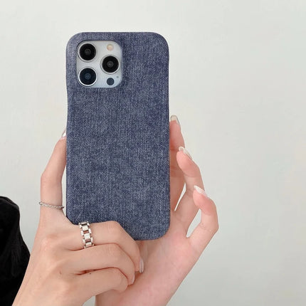 For iPhone 16 Pro Case Jeans Cloth Texture PU Leather + PET Back Cover