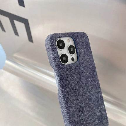 For iPhone 16 Pro Case Jeans Cloth Texture PU Leather + PET Back Cover