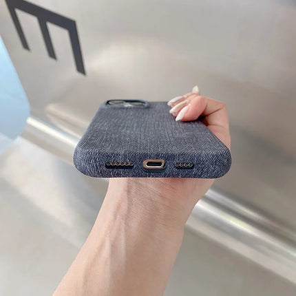 For iPhone 16 Pro Case Jeans Cloth Texture PU Leather + PET Back Cover