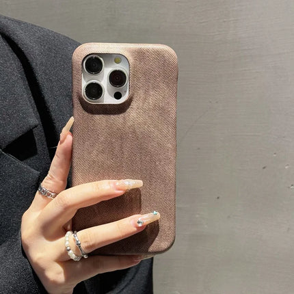 For iPhone 16 Pro Case Jeans Cloth Texture PU Leather + PET Back Cover