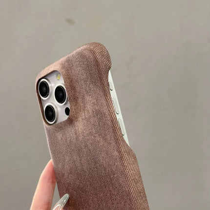 For iPhone 16 Pro Case Jeans Cloth Texture PU Leather + PET Back Cover
