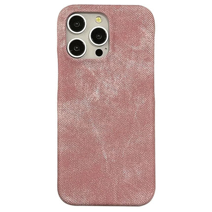 For iPhone 16 Pro Case Jeans Cloth Texture PU Leather + PET Back Cover - Pink