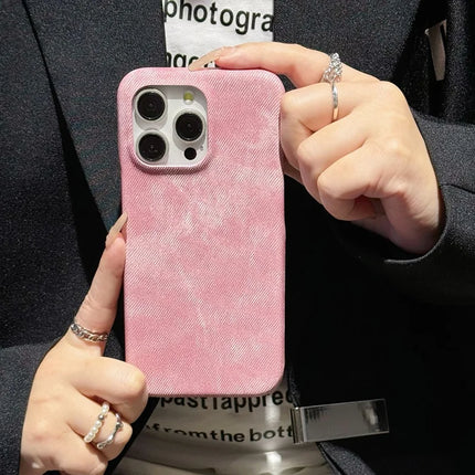 For iPhone 16 Pro Case Jeans Cloth Texture PU Leather + PET Back Cover