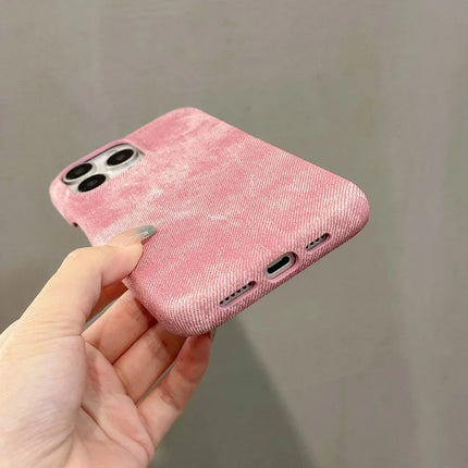 For iPhone 16 Pro Case Jeans Cloth Texture PU Leather + PET Back Cover