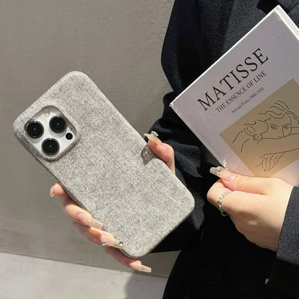 For iPhone 16 Pro Case Jeans Cloth Texture PU Leather + PET Back Cover