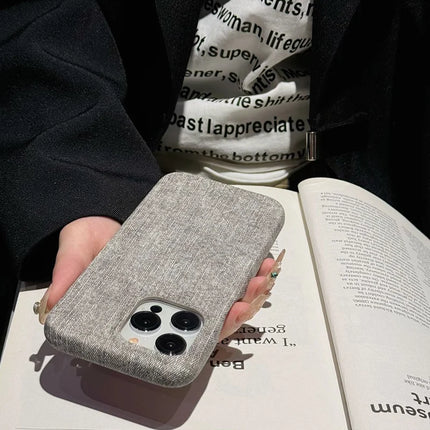 For iPhone 16 Pro Case Jeans Cloth Texture PU Leather + PET Back Cover
