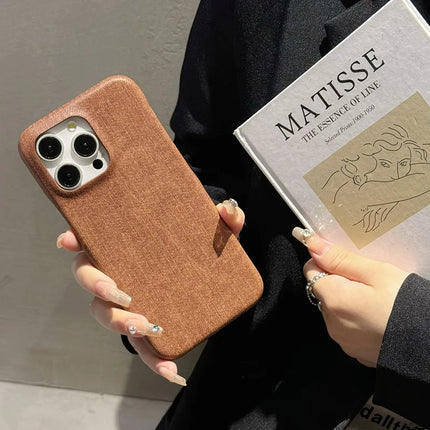 For iPhone 16 Pro Case Jeans Cloth Texture PU Leather + PET Back Cover