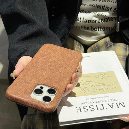 For iPhone 16 Pro Case Jeans Cloth Texture PU Leather + PET Back Cover