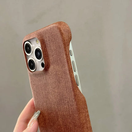 For iPhone 16 Pro Case Jeans Cloth Texture PU Leather + PET Back Cover