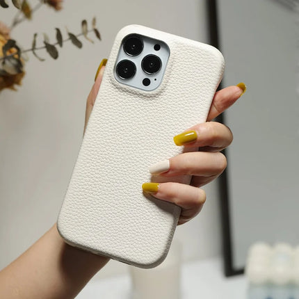 For iPhone 15 Pro Max Case Litchi Texture PU Leather PET Phone Back Cover