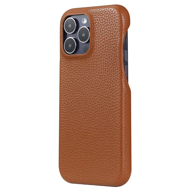 For iPhone 16 Pro Case Litchi Texture PU Leather PET Phone Back Cover - Dark Brown