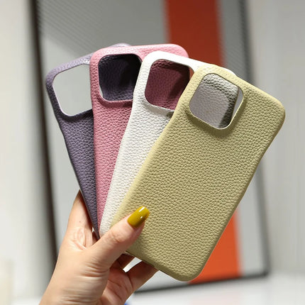 For iPhone 16 Pro Case Litchi Texture PU Leather PET Phone Back Cover