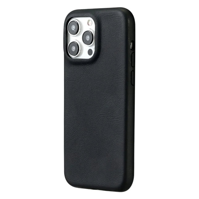 For iPhone 16 Pro Max Case Skin-Touch Lambskin Texture PU Leather + PET Phone Cover - Black