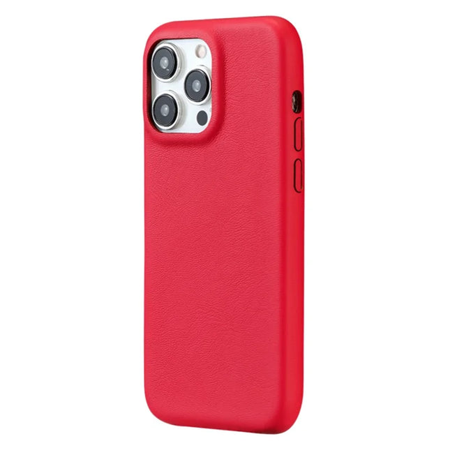For iPhone 16 Pro Max Case Skin-Touch Lambskin Texture PU Leather + PET Phone Cover - Red