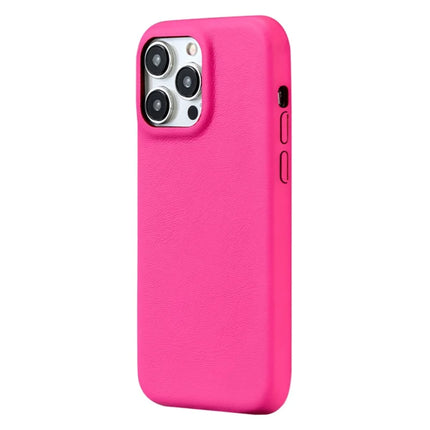 For iPhone 16 Pro Max Case Skin-Touch Lambskin Texture PU Leather + PET Phone Cover - Rose Pink