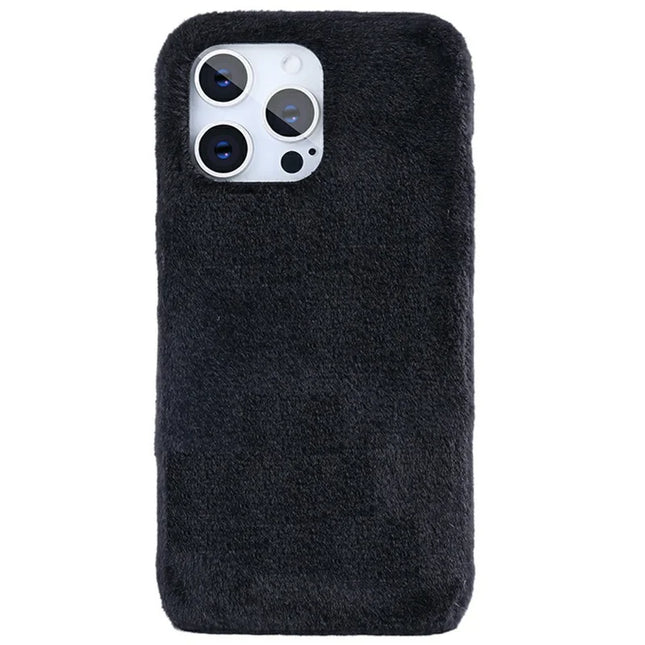 For iPhone 16 Pro Case Jade Fox Velvet Leather + PET Phone Protective Cover - Black