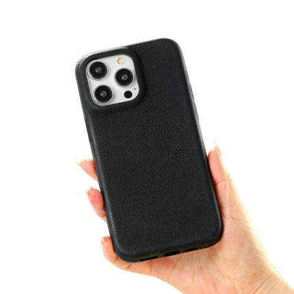 For iPhone 16 Pro Max Phone Case Skin Touch Litchi Texture Leather Coated PET Mobile Cover