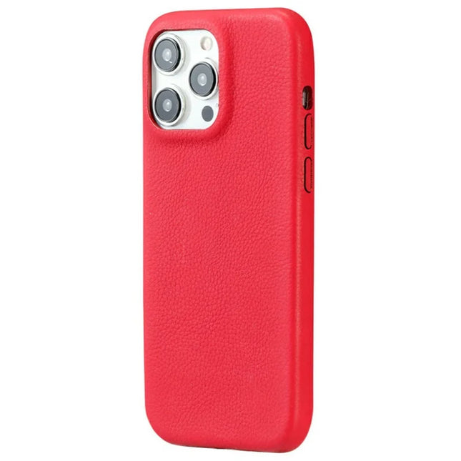For iPhone 16 Pro Max Phone Case Skin Touch Litchi Texture Leather Coated PET Mobile Cover - Rose