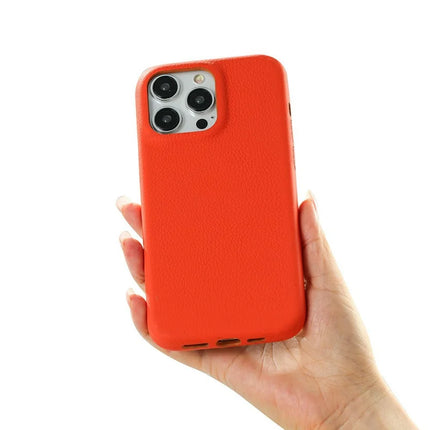 For iPhone 16 Pro Max Phone Case Skin Touch Litchi Texture Leather Coated PET Mobile Cover