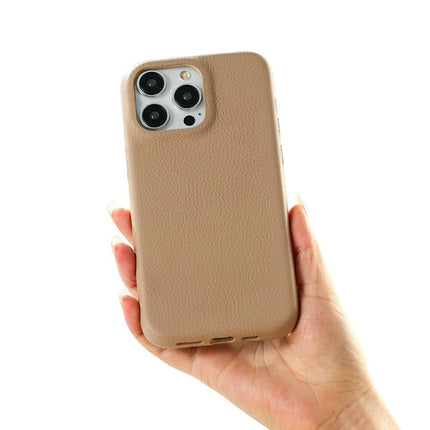 For iPhone 16 Pro Max Phone Case Skin Touch Litchi Texture Leather Coated PET Mobile Cover