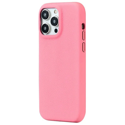 For iPhone 16 Pro Max Phone Case Skin Touch Litchi Texture Leather Coated PET Mobile Cover - Deep Pink