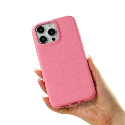 For iPhone 16 Pro Max Phone Case Skin Touch Litchi Texture Leather Coated PET Mobile Cover
