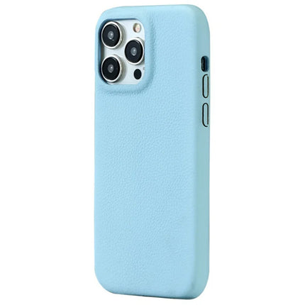 For iPhone 16 Pro Max Phone Case Skin Touch Litchi Texture Leather Coated PET Mobile Cover - Baby Blue