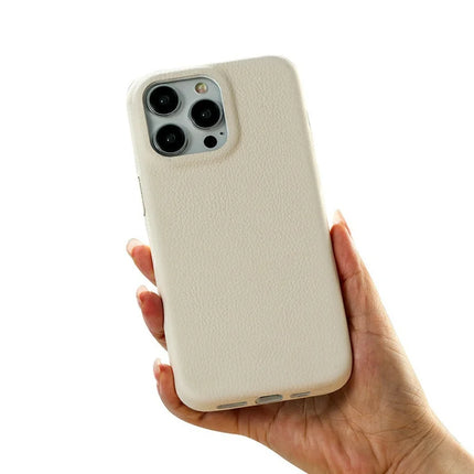 For iPhone 16 Pro Max Phone Case Skin Touch Litchi Texture Leather Coated PET Mobile Cover