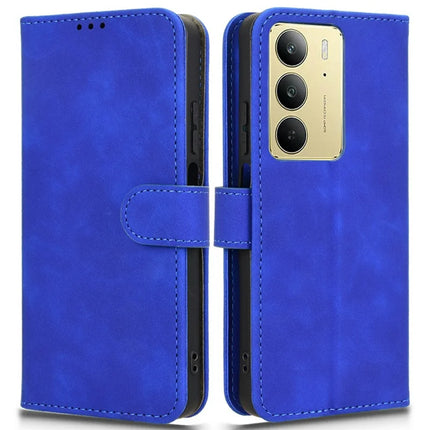 For Realme C75 Leather Case Skin Feel Anti Drop Wallet Flip Phone Cover - Blue